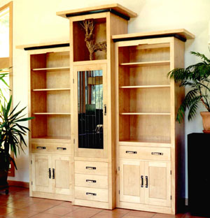maple wall unit for books and stereo